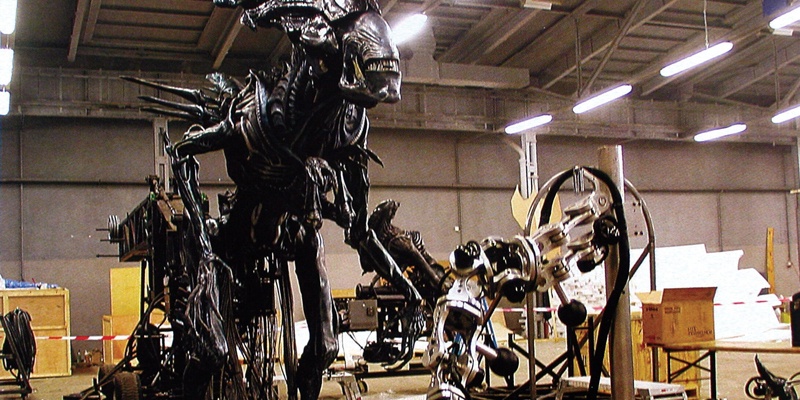 <em>《异形大战铁血战士》</em>（AVP：
Alien vs.Predator，2004）中制作的异形电动控制机械模型