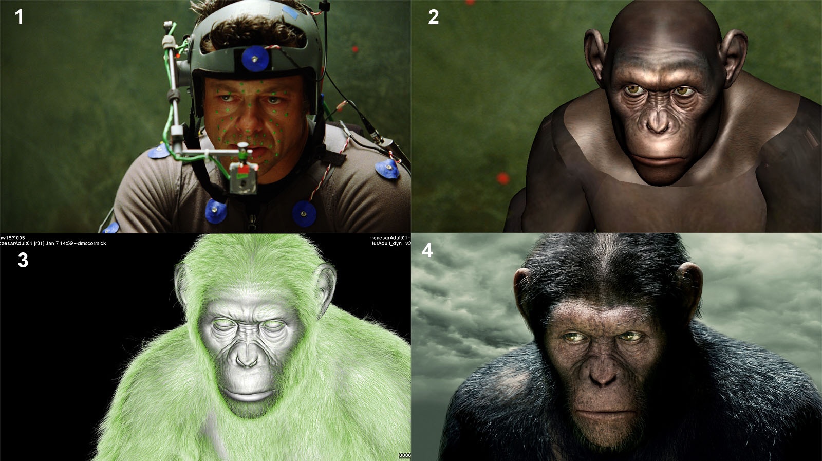 <em>《猩球崛起》</em>（Rise of the Planet of the Apes）制作过程，从动作捕捉到CG猩猩的全流程